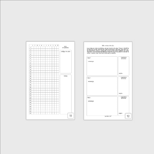 Agenda semanal perpetua | metas y pixeles | Suteka ink®