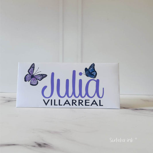 Sobre de dinero personalizado | papel |nombre y mariposa | Suteka ink®