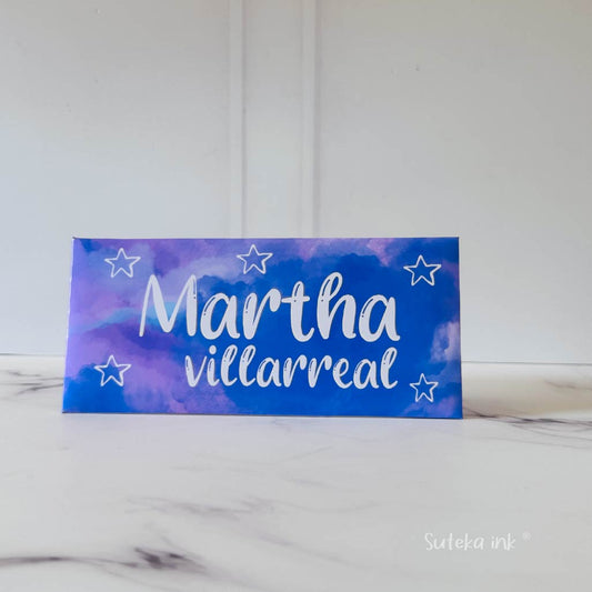 Sobre de dinero personalizado | papel | bruma rosa y morada| Suteka ink®