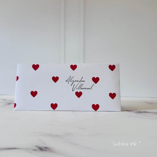Sobre de dinero personalizado | papel | corazones | Suteka ink®