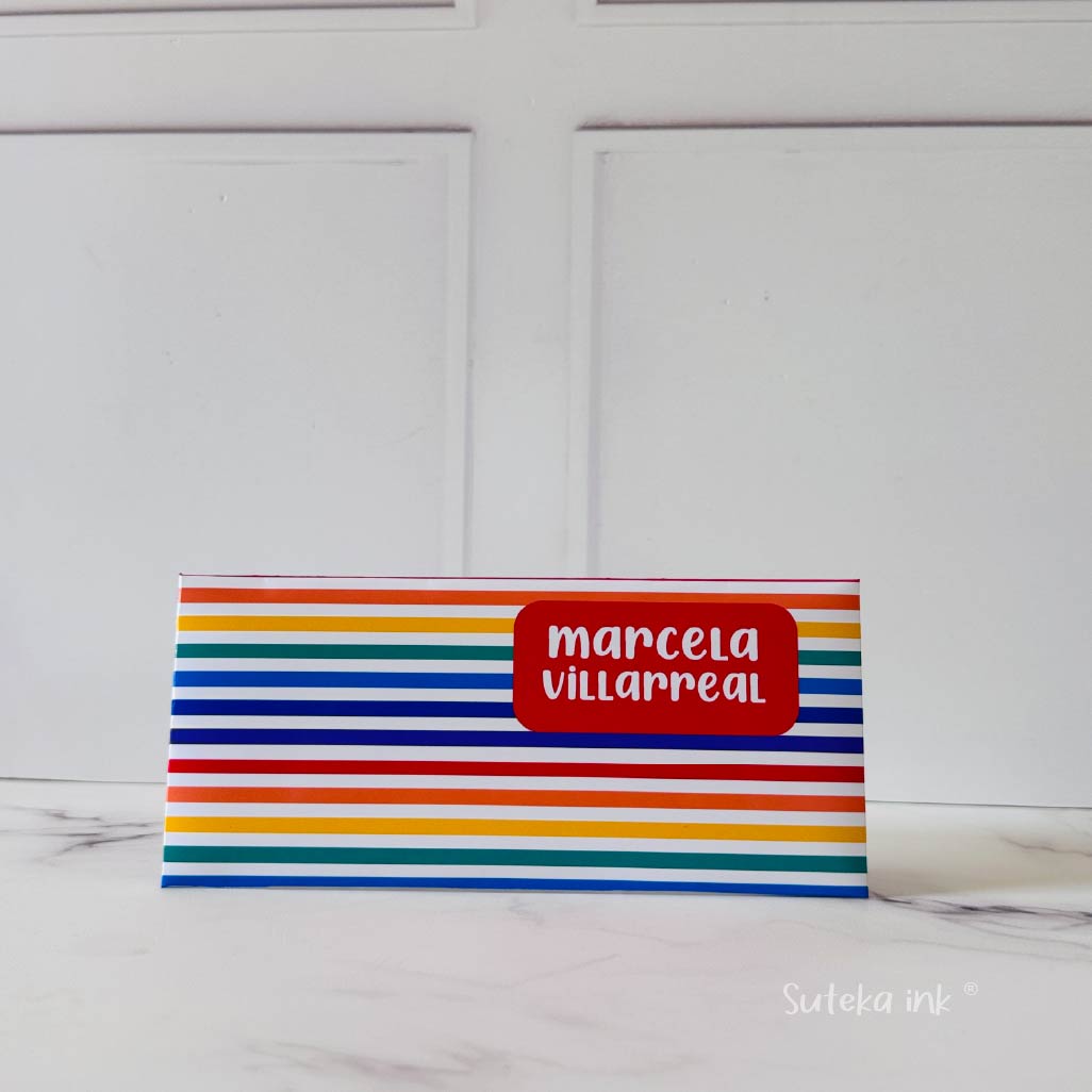 Sobre de dinero personalizado | papel | líneas arcoiris| Suteka ink®