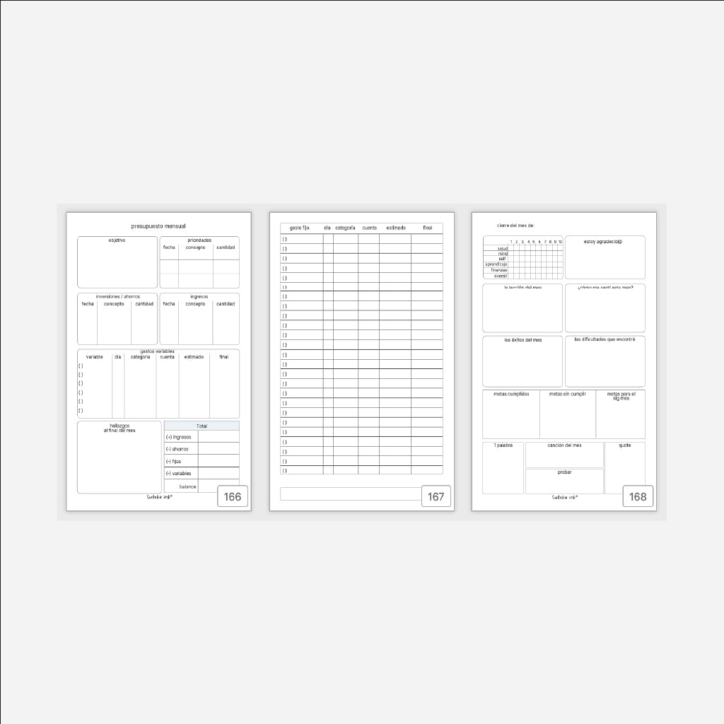 Agenda semanal perpetua | presupuesto y cierre | Suteka ink®