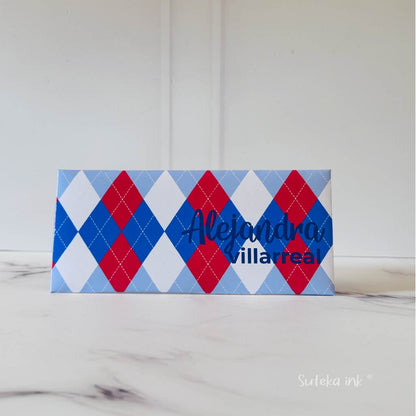 Sobre de dinero personalizado | papel | rombos rojos | Suteka ink®