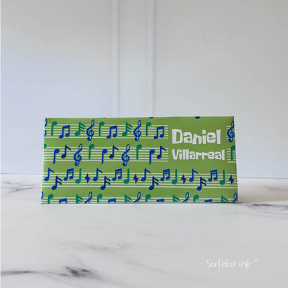 Sobre de dinero personalizado | papel | letras musicales| Suteka ink®