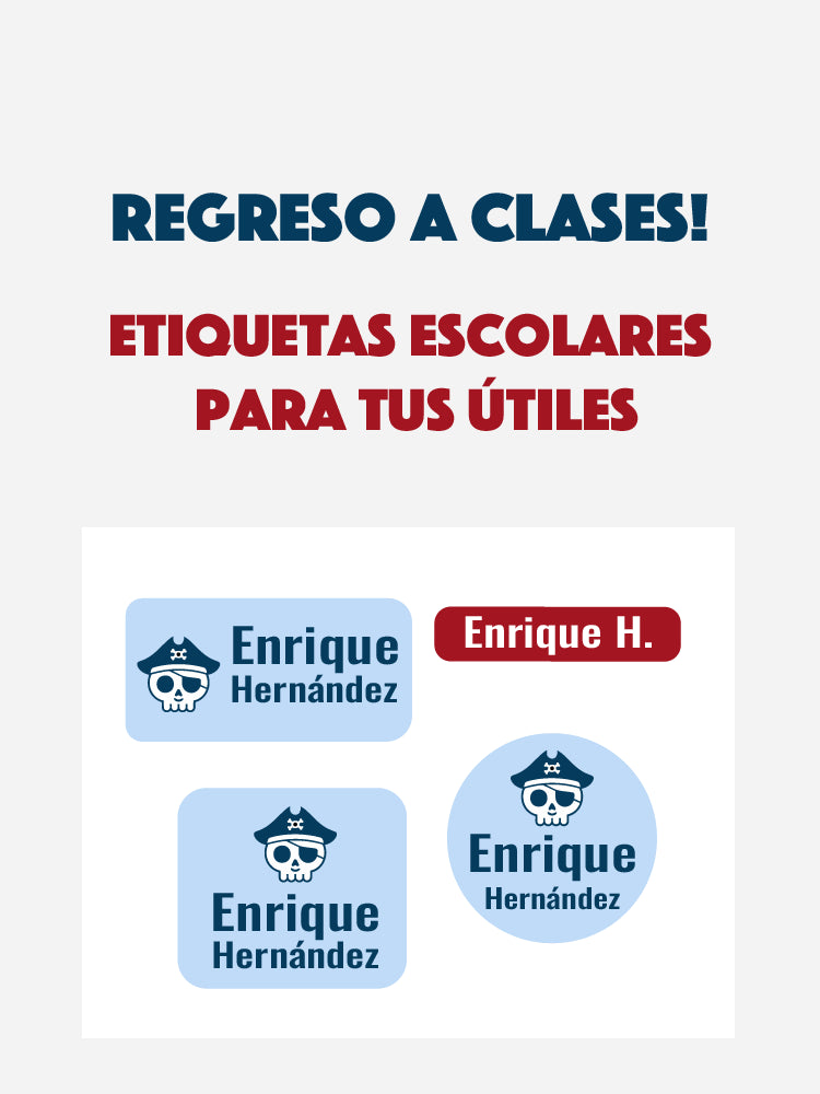 etiquetas escolares de skull